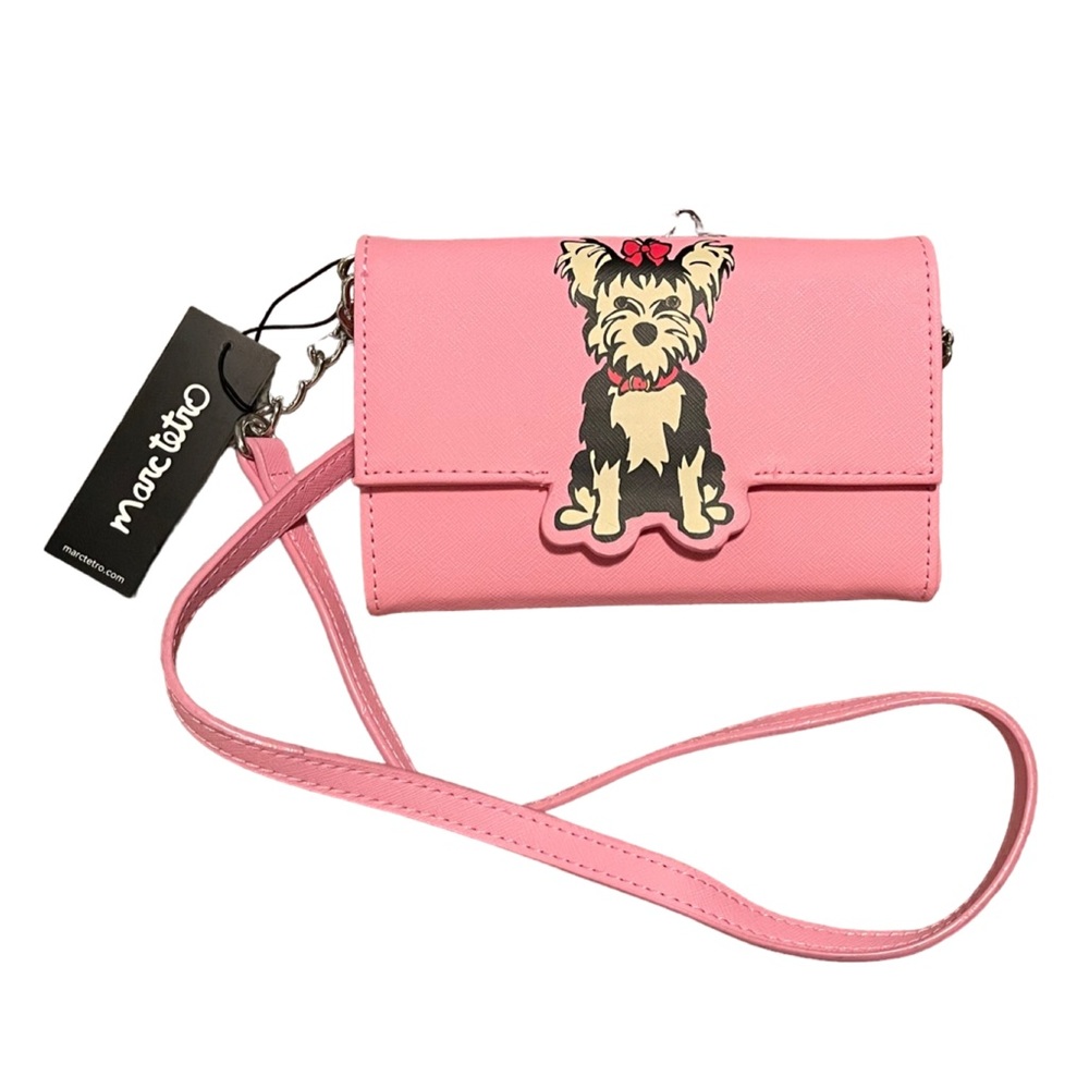 Marc Tetro Yorkie Crossbody Pink Clutch Purse